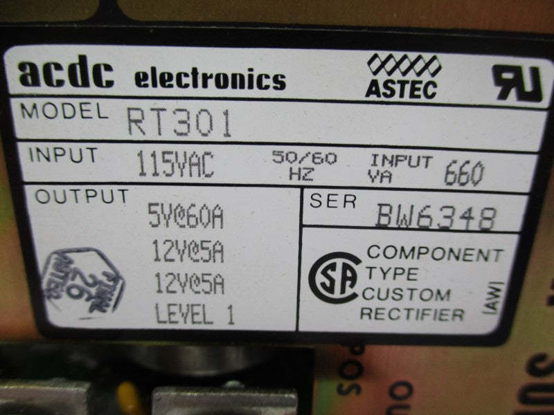 ASTEC RT301 115VAC 60A NSMP