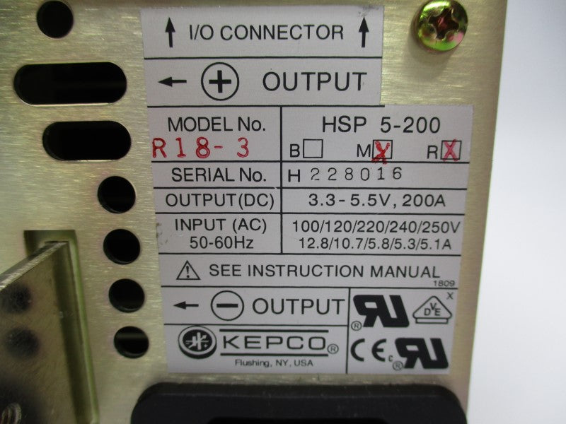 KEPCO HSP5-200MR 100/250VAC 12.8/5.1A NSMP