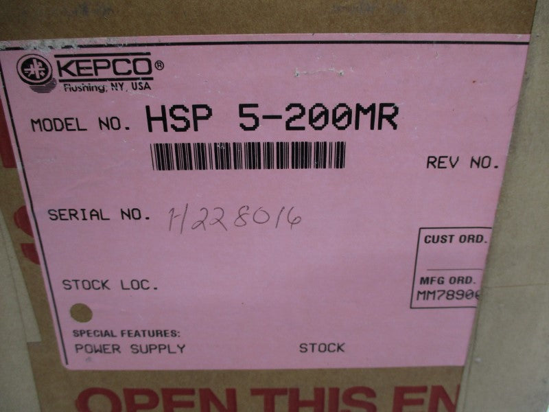 KEPCO HSP5-200MR 100/250VAC 12.8/5.1A NSMP