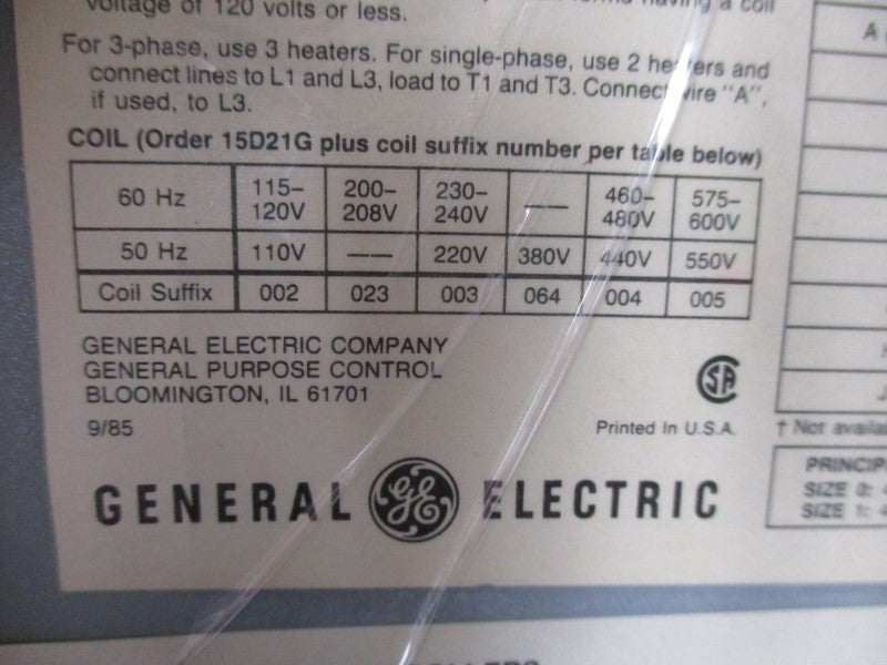 GENERAL ELECTRIC CR308C1DAA 460-480V 27A NSNP