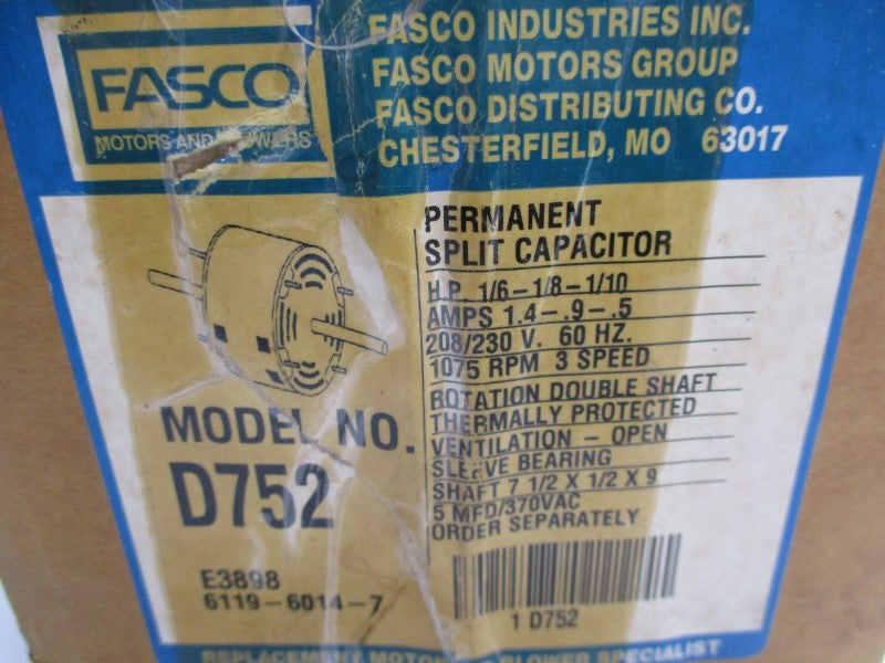 FASCO D752 208/230V 1.4-0.9-0.5A NSMP