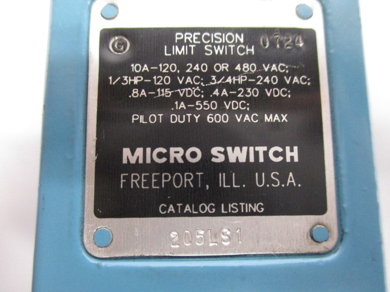 MICRO SWITCH 205LS1 600VAC 10A UNMP