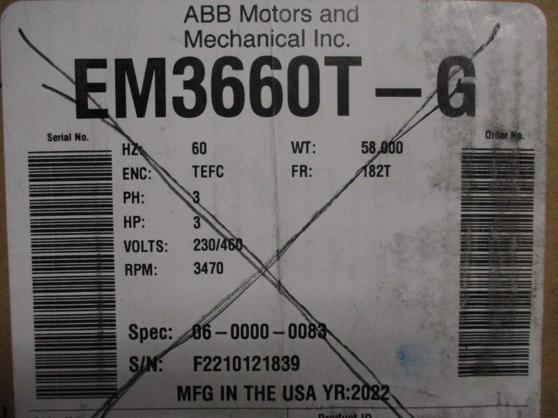 BALDOR EM3660T-G 230/460V 7.6/3.8A NSMP