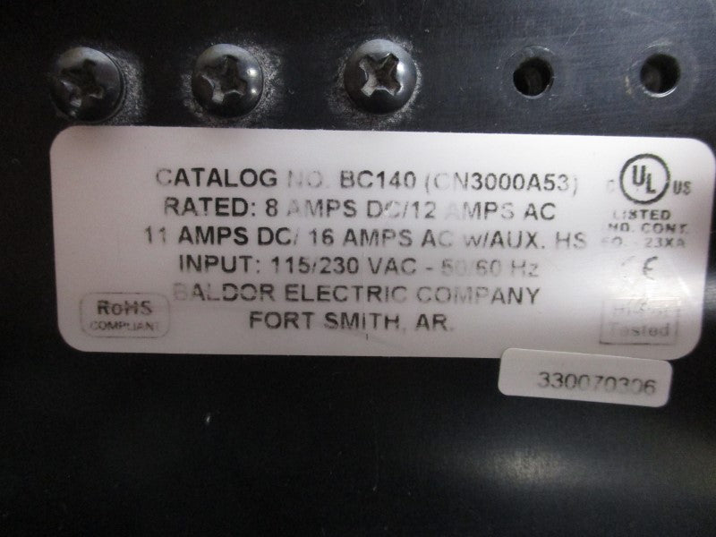 BALDOR BC140 CN3000A53 115/230VAC 12-16A UNMP