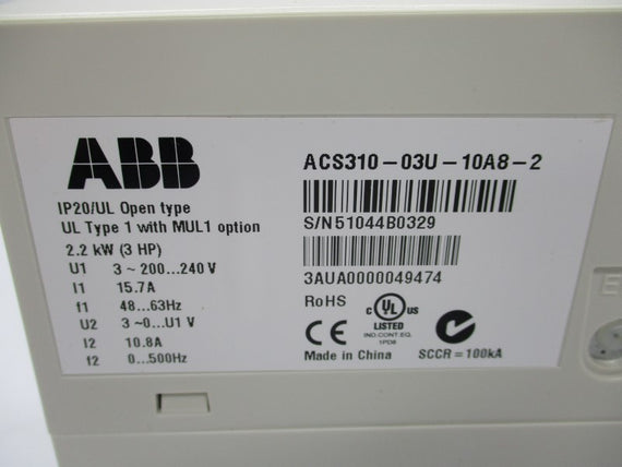 ABB ACS310-03U-10A8-2 200-240V 15.7A NSMP