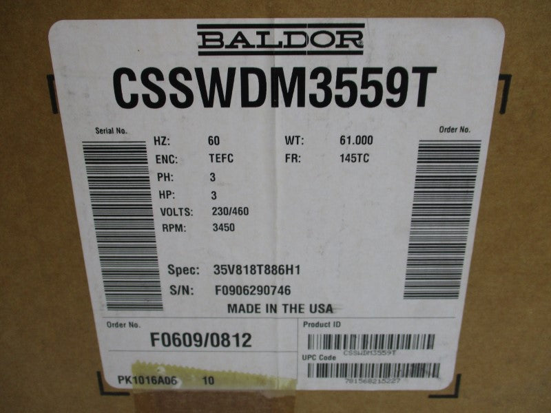 BALDOR CSSWDM3559T 230/460V 7.4/3.7A NSMP
