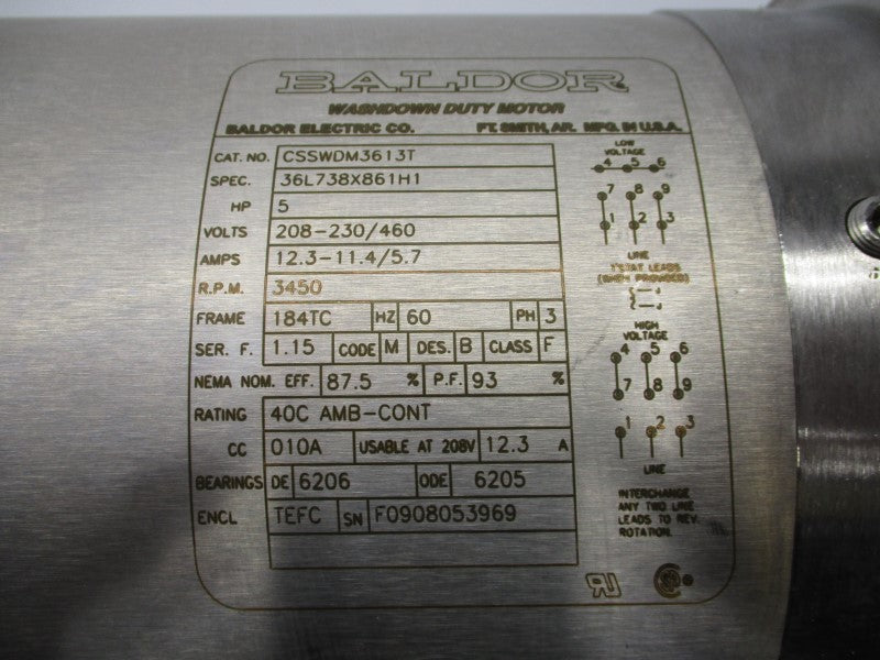 BALDOR CSSWDM3613T 208-230/460V 12.3-11.4/5.7A NSMP