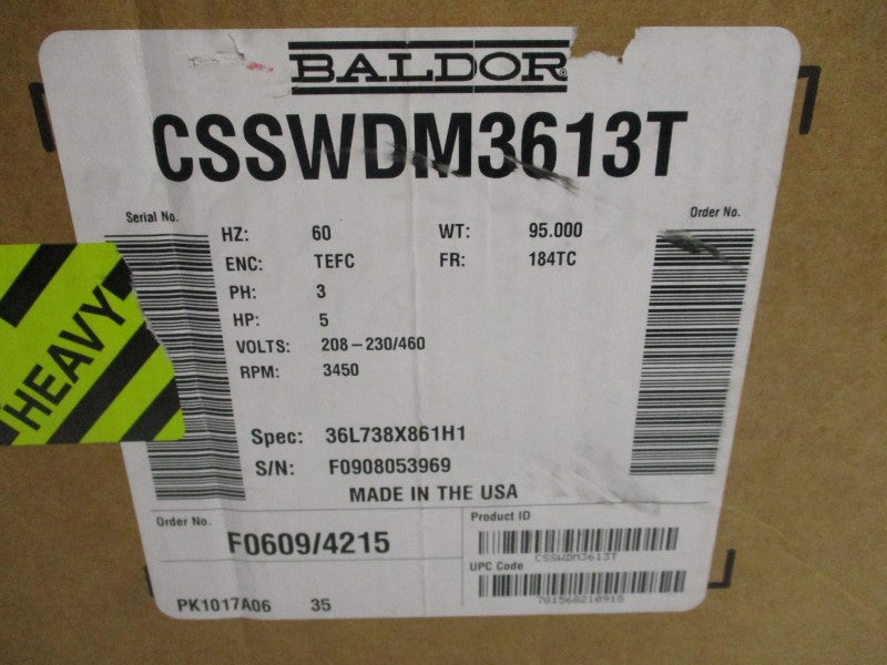 BALDOR CSSWDM3613T 208-230/460V 12.3-11.4/5.7A NSMP