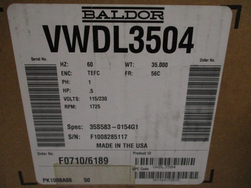 BALDOR VWDL3504 115/230V 8/4A NSMP