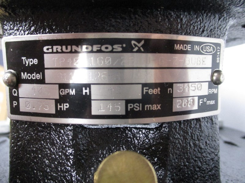 GRUNDFOS TP40-160/2B 91122126 145PSI NSMP