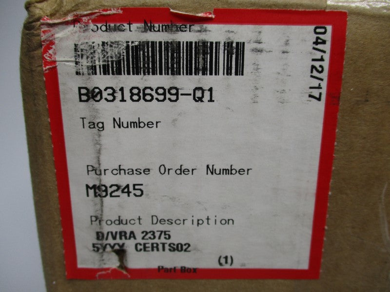 FLOWSERVE B0318699-Q1 VRA-2375 NSMP