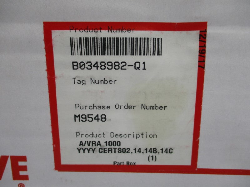 FLOWSERVE B0348982-Q1 VRA1000 NSMP