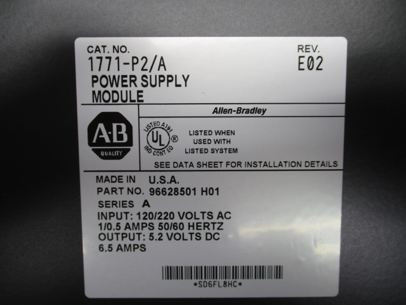 ALLEN BRADLEY 1771-P2 SER. A REV. E02 120/220VAC 1/0.5A NSMP