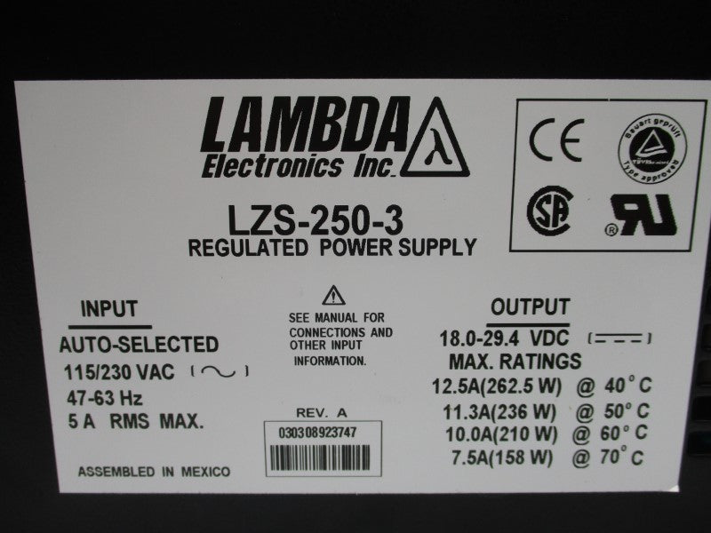 LAMBDA LZS-250-3 115/230VAC 5A REV. A UNMP