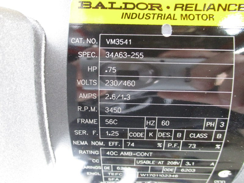 BALDOR VM3541 230/460V 2.6/1.3A NSMP