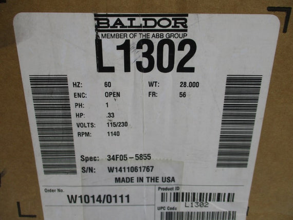 BALDOR L1302 115/230V 7.4/3.7A NSMP