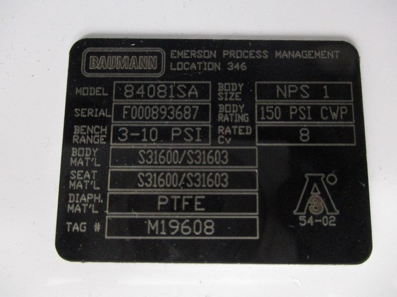 BAUMANN 84081SA 3660 3-10PSI 7/8" NSNP