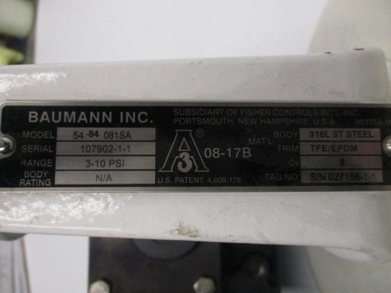 BAUMANN 54-84081SA 3582 3-10PSI 7/8" UNMP