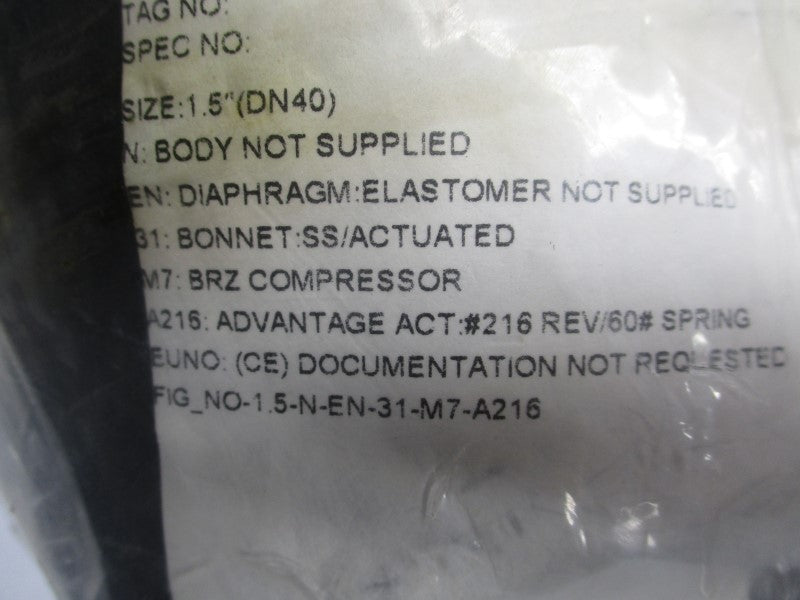 ITT 1.5-N-EN-31-M7-A216 90PSI 1.5" NSNP