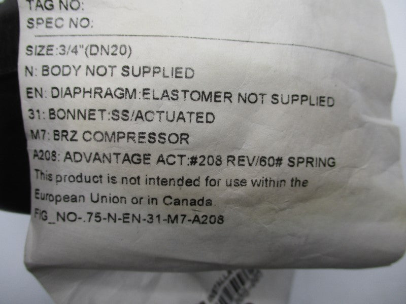 ITT .75-N-EN-31-M7-A208 90PSI 3/4" NSNP