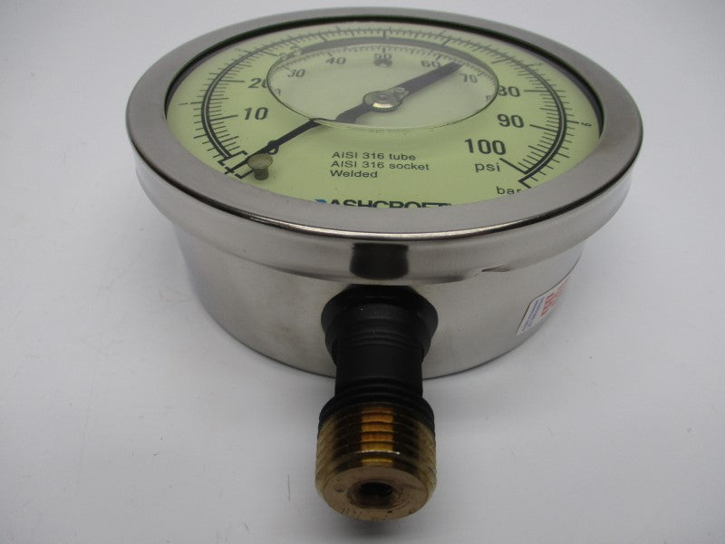 ASHCROFT 45-1009-SL-04L-100#/BR 0-100PSI 4-1/2" NSMP