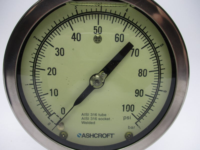 ASHCROFT 45-1009-SL-04L-100#/BR 0-100PSI 4-1/2" NSMP