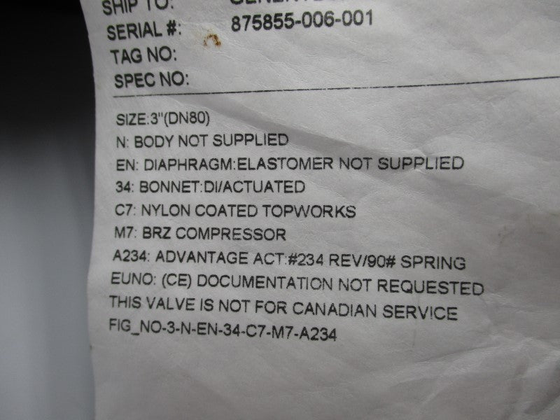 ITT 3-N-EN-34-C7-M7-A234 90PSI 3" NSNP