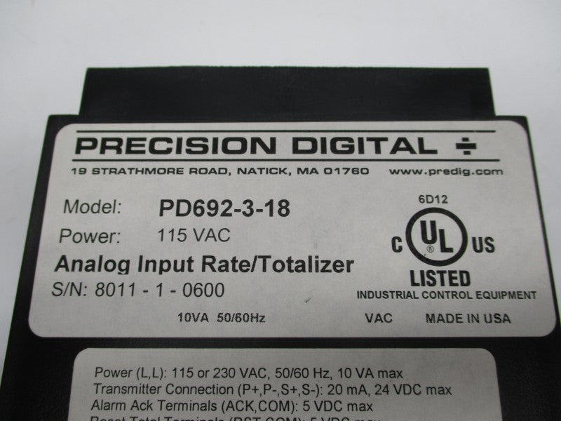 PRECISION DIGITAL PD692-3-18 115VAC NSMP