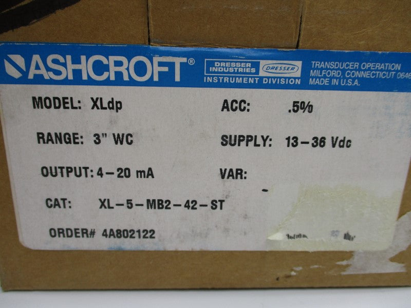 ASHCROFT XLDP XL-5-MB2-42-ST 13-36VDC 3" NSMP