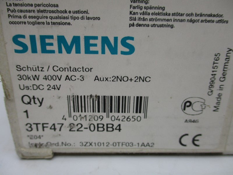 SIEMENS 3TF4722-0BB4 24VDC NSFS