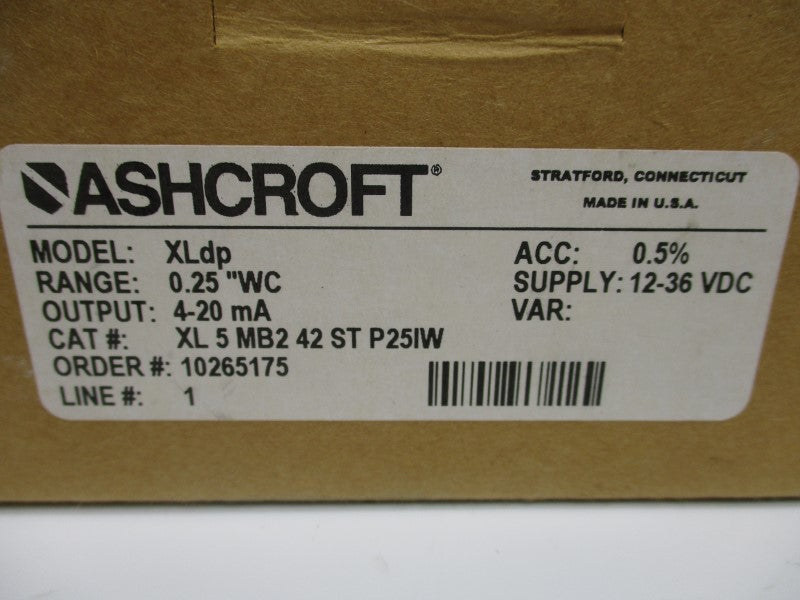 ASHCROFT XL5MB242STP25IW 12-36VDC .25"WC NSMP
