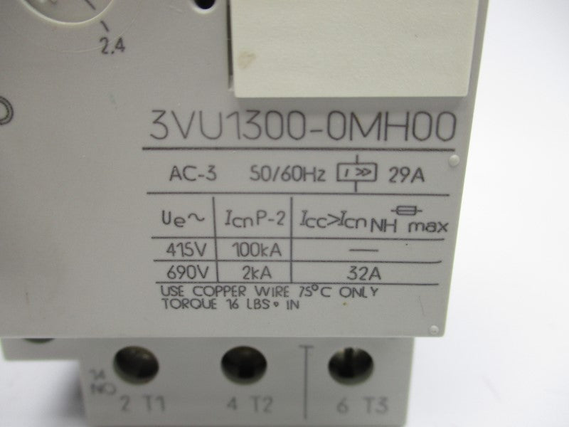 SIEMENS 3VU1300-0MH00 690V 1.6-2.4A NSMP