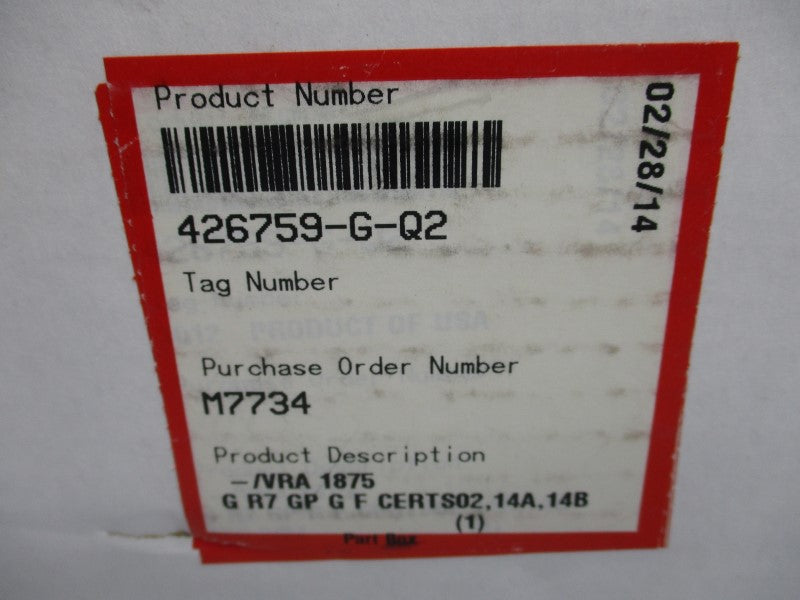 FLOWSERVE 426759-G-Q2 VRA1875 NSMP