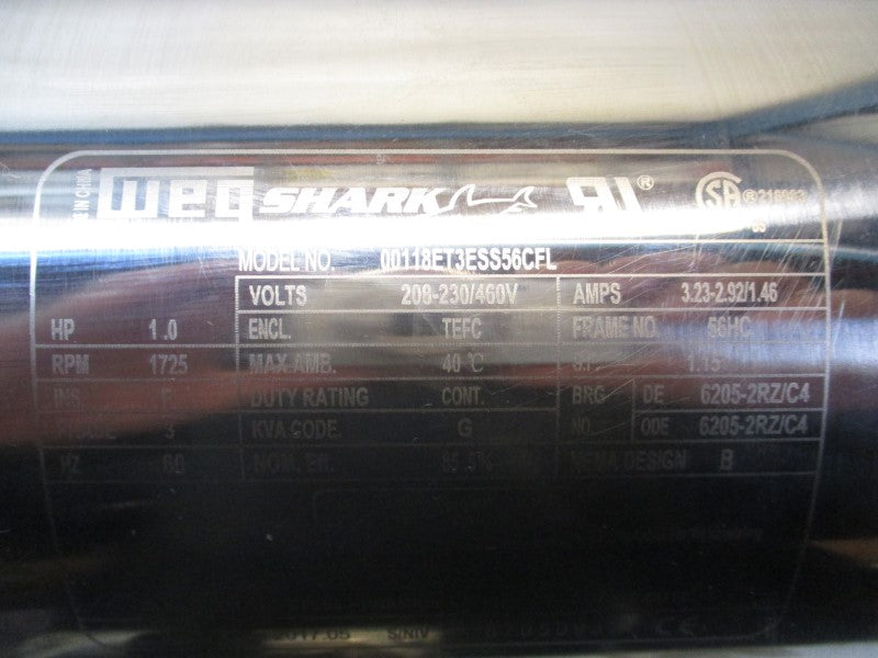 WEG 00118ET3ESS56CFL SK93172.1VN56C-56C 208-230/460V 3.23-2.92/1.46A NSNP