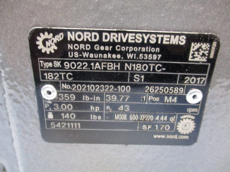 NORD SK9022.1AFBHN180TC-182TC 00318ET3ESS182TCFL 460V 8.68A NSNP
