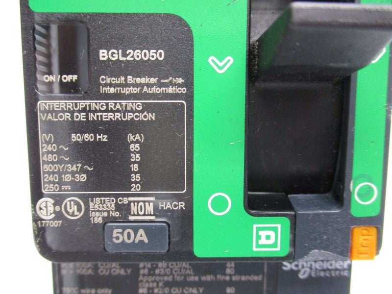 SQUARE D BGL26050 480V 50A (GREEN) NSNP