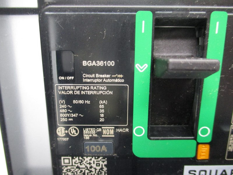 SQUARE D BGA36100 480V 100A (GREEN) NSNP