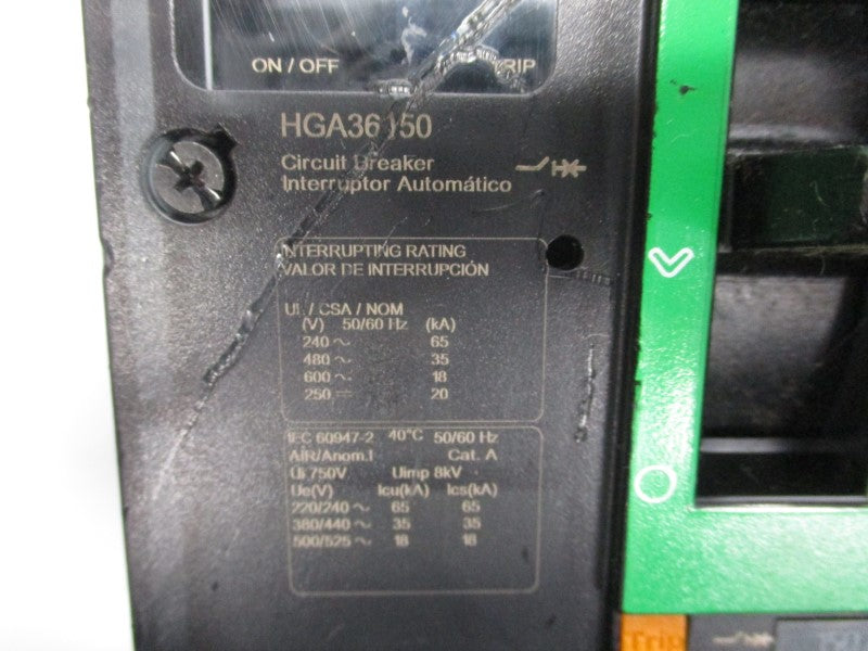 SQUARE D HGA36150 600V 150A (AS PICTURED) (GREEN) NSNP
