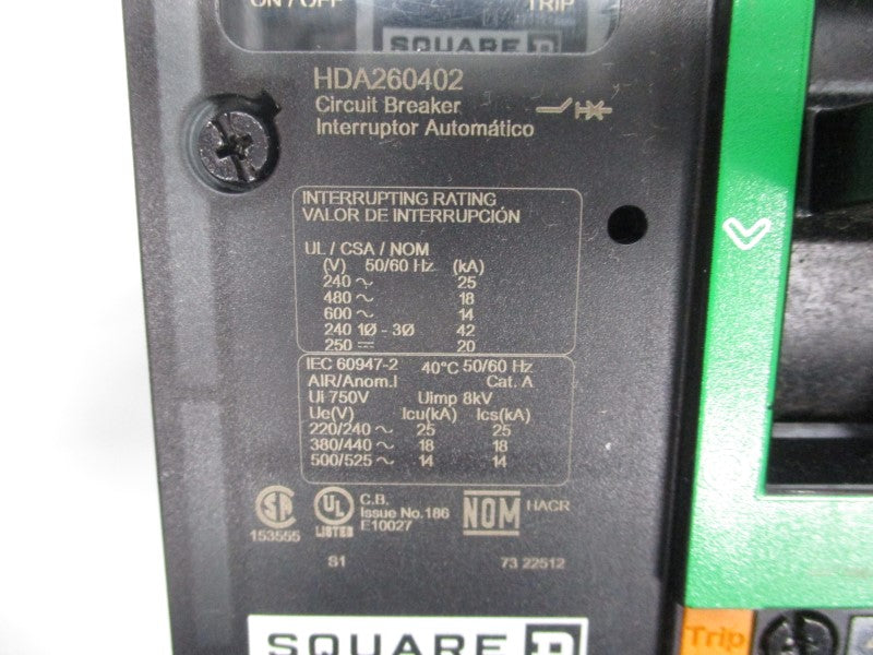 SQUARE D HDA260402 600V 40A (GREEN) NSNP