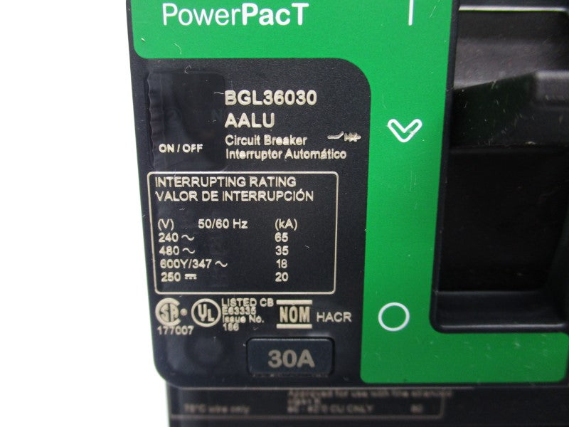 SQUARE D BGL36030AALU 480V 30A (GREEN) NSNP