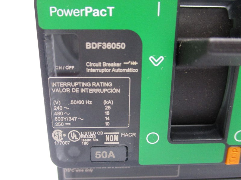 SQUARE D BDF36050 480V 50A (GREEN) UNMP