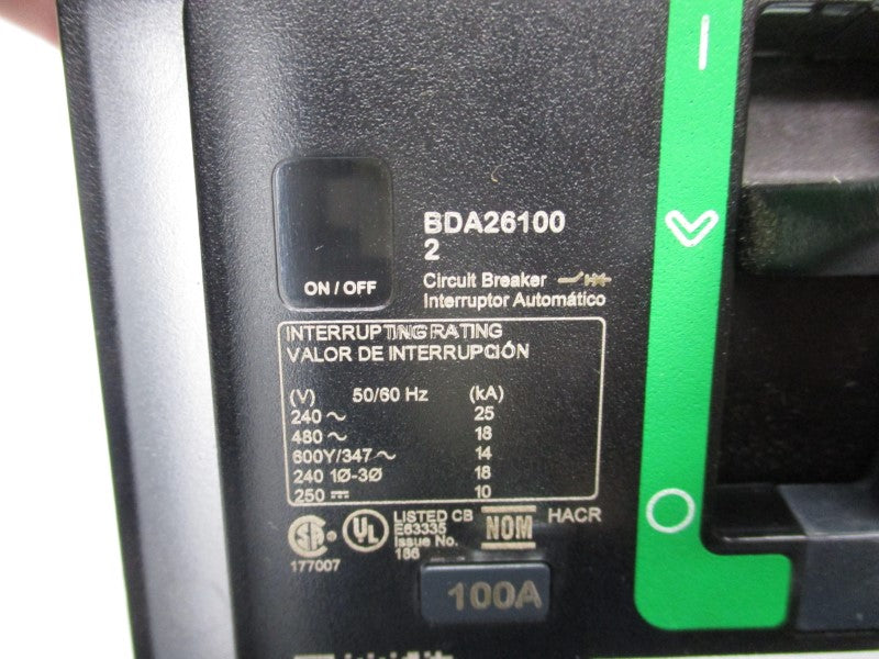 SQUARE D BDA261002 480V 100A (GREEN) NUPI