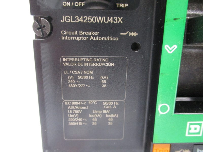 SQUARE D JGL34250WU43X 277V 250A (GREEN) NSNP
