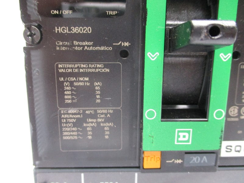SQUARE D HGL36020 600V 20A (GREEN) NSNP