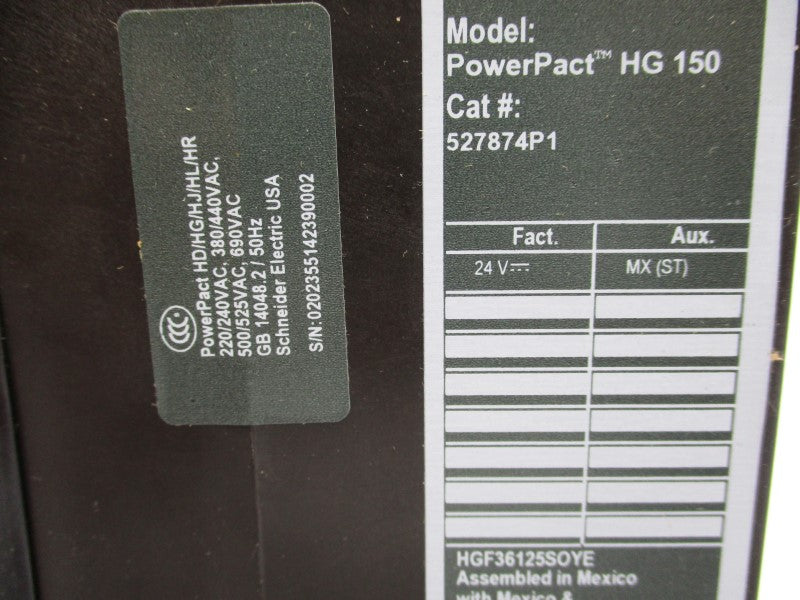 SQUARE D 527874P1 HGF36125SOYE 600V 125A NSMP