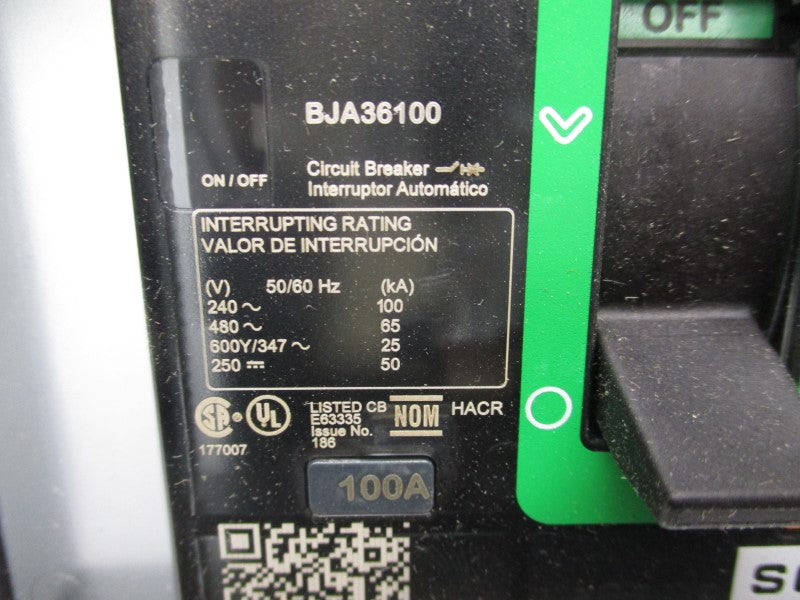 SQUARE D BJA36100 480V 100A (GREEN) NSMP