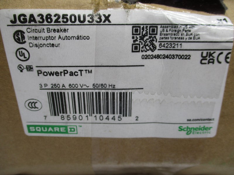 SQUARE D JGA36250U33X 600V 250A (GREEN) NSMP