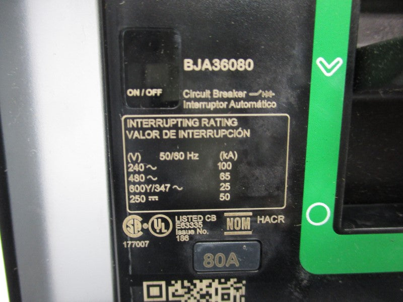 SQUARE D BJA36080 480V 80A (GREEN) NSMP