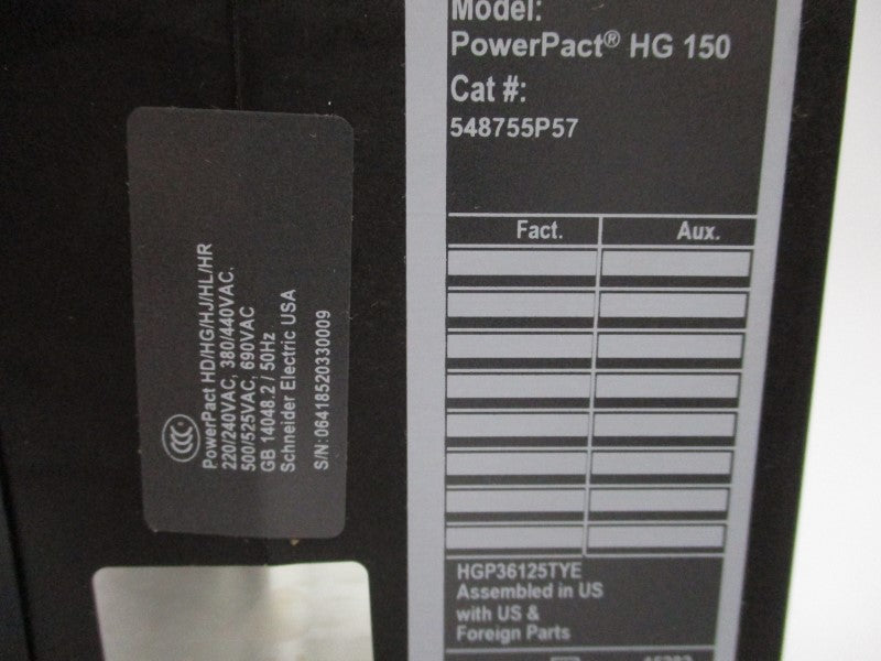 SQUARE D 548755P57 HGP36125TYE 600V 125A NSMP