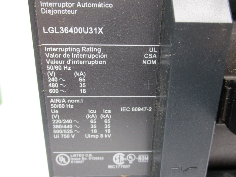 SQUARE D LGL36400U31X 600V 400A (GREEN) NSMP